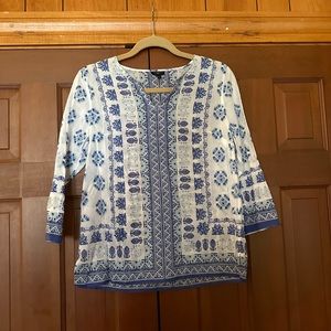 Talbots Blue/White Sheer Top